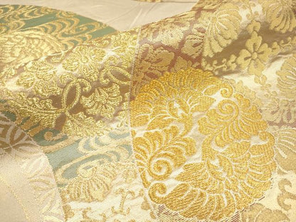 平和屋本店■極上　西陣　川島織物　六通柄　本袋帯　花鳥唐草丸文　金糸　逸品　CYAA1778s5
