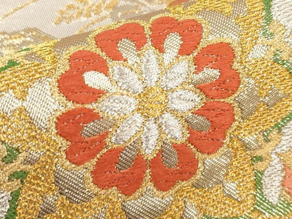 平和屋本店■極上　西陣　川島織物　六通柄　本袋帯　唐織　正倉院花文　金銀糸　逸品　CYAA1788s5