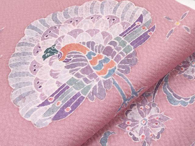 平和屋本店■極上　名門・上野家　上野街子　清染居　九寸名古屋帯　象人物花鳥文　薄紅梅色地　逸品　CYAA1794s5
