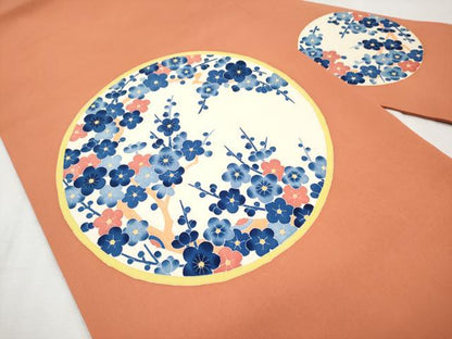 平和屋本店■極上　本加賀友禅作家　木村雨山　塩瀬　九寸名古屋帯　枝梅丸文　肉桂色地　逸品　CYAA1798s5