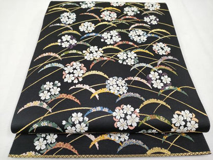 平和屋本店■極上　西陣の老舗　1782年創業　山下織物　六通柄袋帯　唐織　吉野山　黒地　金糸　逸品　CYAA1812s5