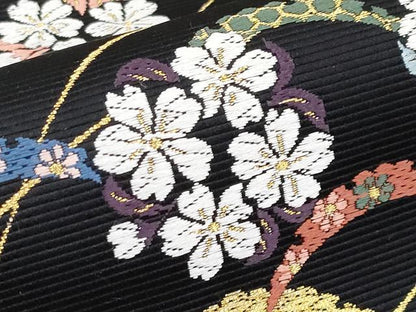 平和屋本店■極上　西陣の老舗　1782年創業　山下織物　六通柄袋帯　唐織　吉野山　黒地　金糸　逸品　CYAA1812s5