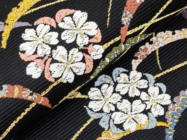 平和屋本店■極上　西陣の老舗　1782年創業　山下織物　六通柄袋帯　唐織　吉野山　黒地　金糸　逸品　CYAA1812s5