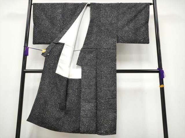 平和屋本店■極上　男性　石川県指定無形文化財　牛首紬　白山工房　手織り　黒地　さが美扱い　逸品　CYAA1844s5