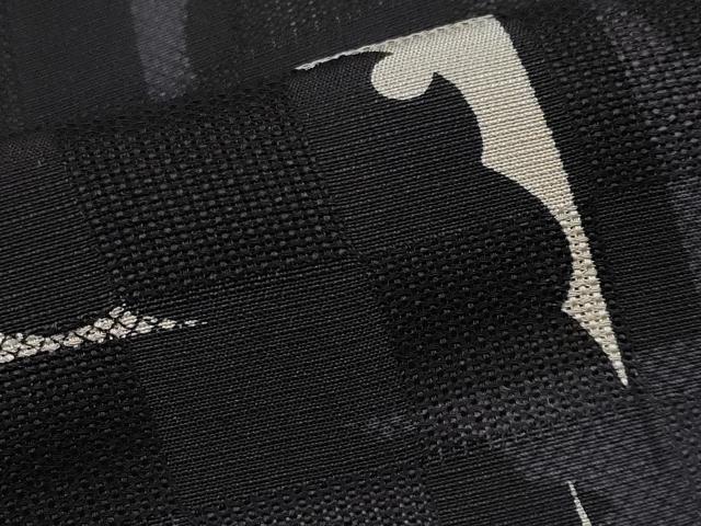 平和屋本店＊極上 男性 夏物 小紋 市松紋紗 雪輪シルエット 黒地 逸品 CYAA1848s5