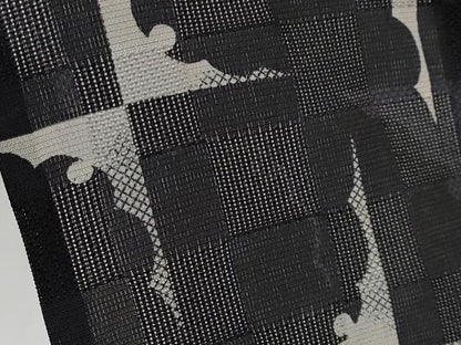 平和屋本店＊極上 男性 夏物 小紋 市松紋紗 雪輪シルエット 黒地 逸品 CYAA1848s5