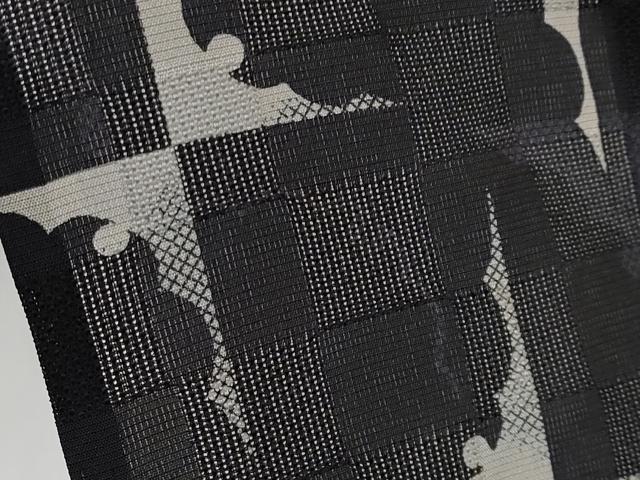 平和屋本店＊極上 男性 夏物 小紋 市松紋紗 雪輪シルエット 黒地 逸品 CYAA1848s5