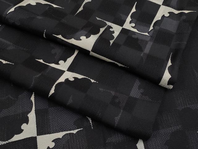 平和屋本店＊極上 男性 夏物 小紋 市松紋紗 雪輪シルエット 黒地 逸品 CYAA1848s5