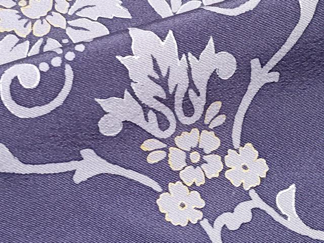 平和屋本店＃極上 長羽織 三眠蚕 まるまん 花唐草文 金銀彩 反端付き 深紫色地 逸品 CYAA1852s5