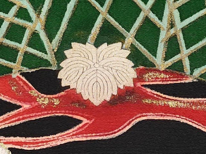 平和屋本店●極上 アンティーク 大正ロマン 中国三大刺繍 相良刺繍 振袖 駒刺繍 飛鶴浜松吉祥文 金彩 逸品 CYAA1858s5