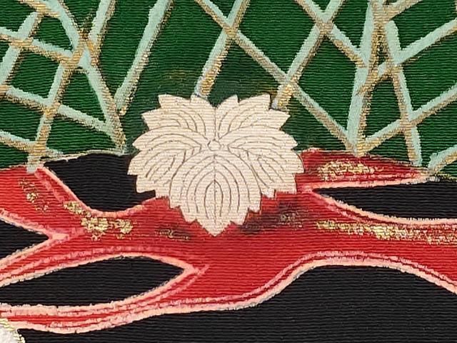 平和屋本店●極上 アンティーク 大正ロマン 中国三大刺繍 相良刺繍 振袖 駒刺繍 飛鶴浜松吉祥文 金彩 逸品 CYAA1858s5