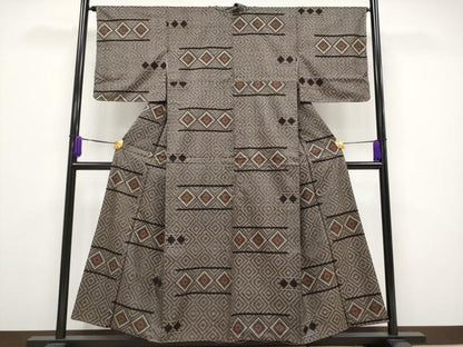 平和屋本店■希少　本場大島紬　龍郷絣　山田工場謹製　証紙付き　逸品　未使用　CYAA1869s5