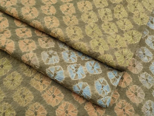 平和屋着物●極上　菅原工房　菅原結作　漢方染紬　絞り　媚茶色地　逸品　CYAA4304s6