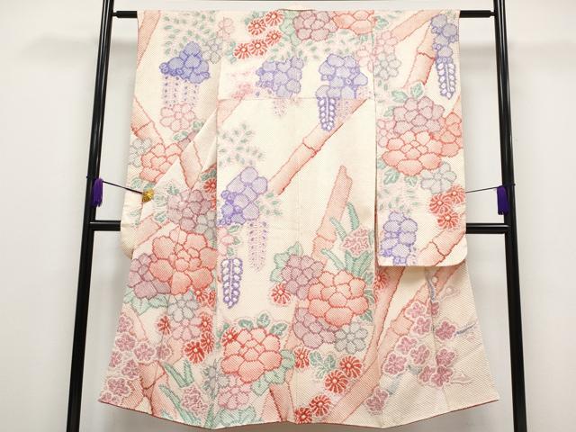 平和屋本店■極上　七五三　7歳　十三参り　女の子　祝着　総絞り　竹花文　逸品　CYAA1874s5