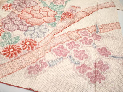 平和屋本店■極上　七五三　7歳　十三参り　女の子　祝着　総絞り　竹花文　逸品　CYAA1874s5