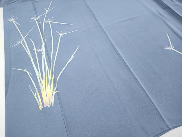 平和屋本店■極上　本加賀友禅作家　由水煌人　訪問着　草花文　西武百貨店扱い　青藤色地　逸品　未使用　CYAA1878s5