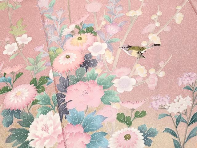 平和屋本店■極上　訪問着　花鳥文　暈し染め　金彩　逸品　CYAA1889s5