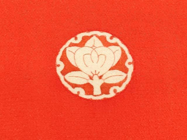 平和屋本店■極上　アンティーク　大正ロマン　中国三大刺繍　相良刺繍　振袖　飛鶴扇面枝花文　暈し染め　紅緋色地　逸品　CYAA1899s5