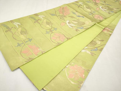 平和屋本店●極上 洛風林 工芸帯地 六通柄袋帯 花鳥文 金糸 逸品 未使用 CYAA1910s5