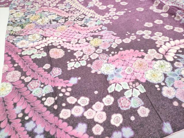 平和屋本店●極上 振袖 辻が花 絞り 暈し染め 金通し地 逸品 CYAA1922s5