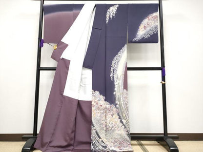 平和屋本店●極上 中国三大刺繍 スワトウ相良刺繍 蘇州刺繍 辻ヶ花刺繍 訪問着 枝花文 暈し染 金銀糸 反端付き 逸品 CYAA1933s5