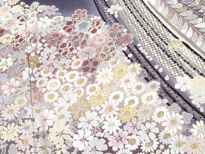 平和屋本店●極上 中国三大刺繍 スワトウ相良刺繍 蘇州刺繍 辻ヶ花刺繍 訪問着 枝花文 暈し染 金銀糸 反端付き 逸品 CYAA1933s5