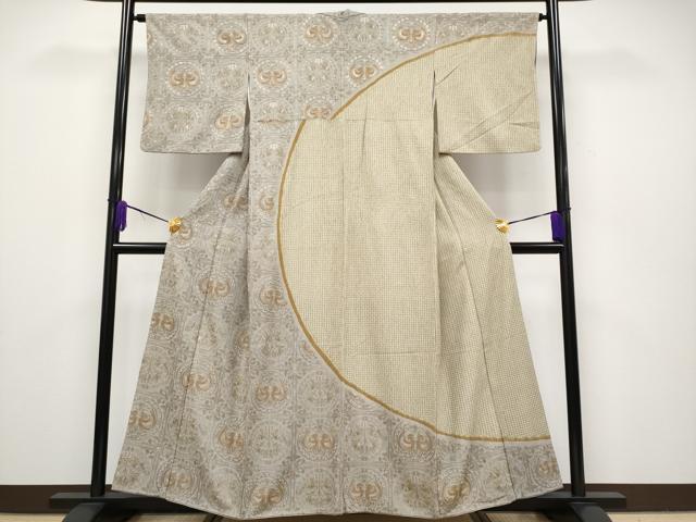 平和屋本店●極上 中国三大刺繍 スワトウ刺繍 総刺繍 訪問着 向かい鳥狩猟丸文 金糸 逸品 CYAA1934s5