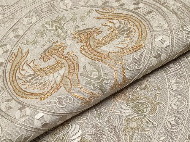 平和屋本店●極上 中国三大刺繍 スワトウ刺繍 総刺繍 訪問着 向かい鳥狩猟丸文 金糸 逸品 CYAA1934s5