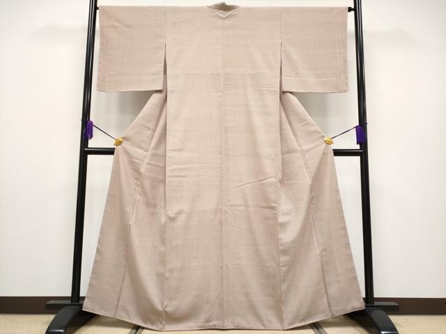 平和屋本店■極上　本場結城紬　重要無形文化財　奥順謹製　縮織濃灰桜色無地　証紙・鑑定証付き　やまと金ラベル　逸品 未使用 CYAA1936s5
