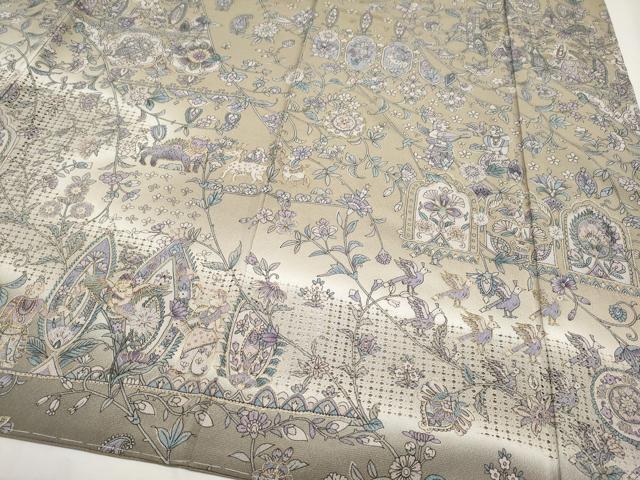 平和屋本店●極上 中国三大刺繍 スワトウ刺繍 訪問着 エジプト壁画文様 暈し染め 金銀糸 空五倍子色地 逸品 未使用 CYAA1939s5