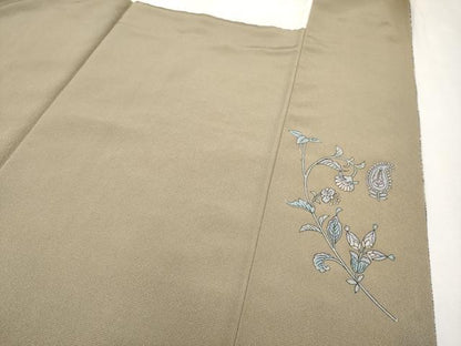 平和屋本店●極上 中国三大刺繍 スワトウ刺繍 訪問着 エジプト壁画文様 暈し染め 金銀糸 空五倍子色地 逸品 未使用 CYAA1939s5