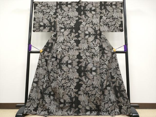 平和屋本店■極上　本場大島紬　泥染め　割込み絣　更紗唐草文　逸品　CYAA1942s5