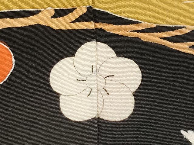 平和屋本店■極上　アンティーク　大正ロマン　中国三大刺繍　相良刺繍　振袖　駒刺繍　飛鶴御所車枝花文　黒地　金彩　逸品　CYAA1943s5