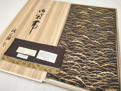 平和屋本店■極上　本場筑前博多織　大倉織物　誠之輔　両面　全通柄袋帯　雪芝文　紹巴　金糸　証紙・共箱付き　逸品　未使用　CYAA1977s5