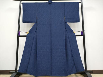 平和屋本店▽極上 本藍 小紋 単衣 瓢箪蔦の葉文 逸品 未使用 CYAA1982s5