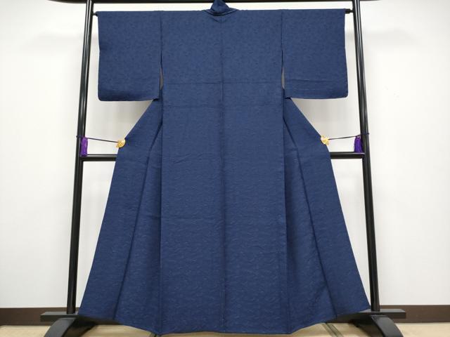 平和屋本店▽極上 本藍 小紋 単衣 瓢箪蔦の葉文 逸品 未使用 CYAA1982s5