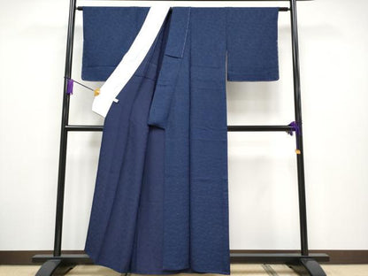 平和屋本店▽極上 本藍 小紋 単衣 瓢箪蔦の葉文 逸品 未使用 CYAA1982s5