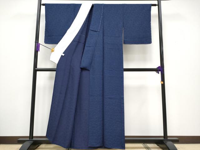 平和屋本店▽極上 本藍 小紋 単衣 瓢箪蔦の葉文 逸品 未使用 CYAA1982s5