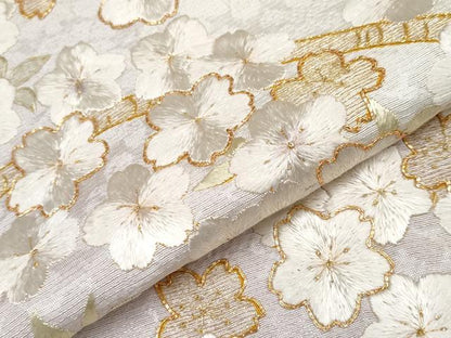 平和屋本店■最高級　訪問着　総刺繍　駒刺繍　枝桜文　暈し染め　金糸　桜鼠色地　逸品　未使用　CYAA1984s5