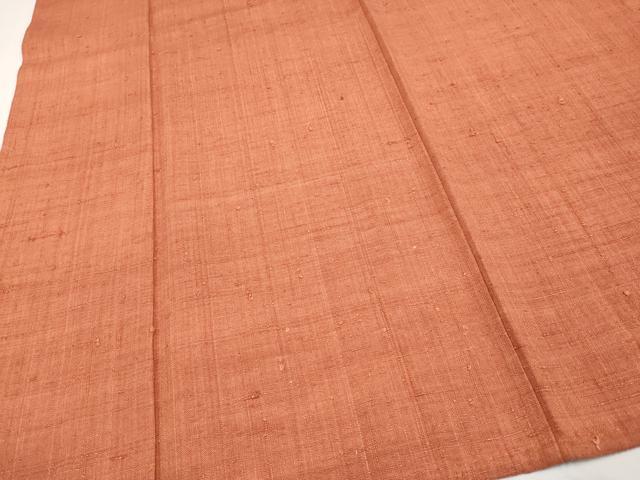 平和屋本店▽極上　浦野理一　経節紬　単衣　色無地　赤茶色　逸品　CYAA1988s5