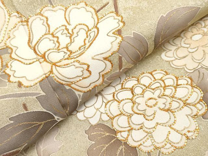 平和屋本店●極上 訪問着 駒刺繍 流水枝花文 金彩 鳩羽鼠色地 逸品 未使用 CYAA2003s5