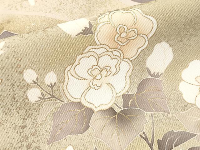 平和屋本店●極上 訪問着 駒刺繍 流水枝花文 金彩 鳩羽鼠色地 逸品 未使用 CYAA2003s5