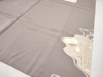 平和屋本店●極上 訪問着 駒刺繍 流水枝花文 金彩 鳩羽鼠色地 逸品 未使用 CYAA2003s5