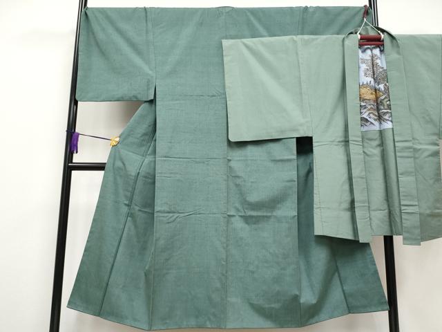 平和屋本店■極上 男性 紬・羽織セット 着物：青鈍色 羽織：薄青色 逸品 CYAA2009s5