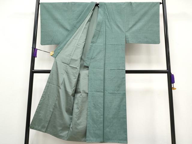 平和屋本店■極上 男性 紬・羽織セット 着物：青鈍色 羽織：薄青色 逸品 CYAA2009s5