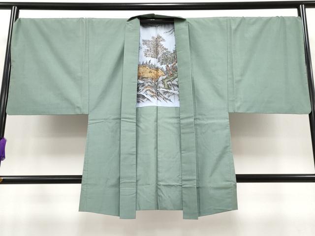 平和屋本店■極上 男性 紬・羽織セット 着物：青鈍色 羽織：薄青色 逸品 CYAA2009s5