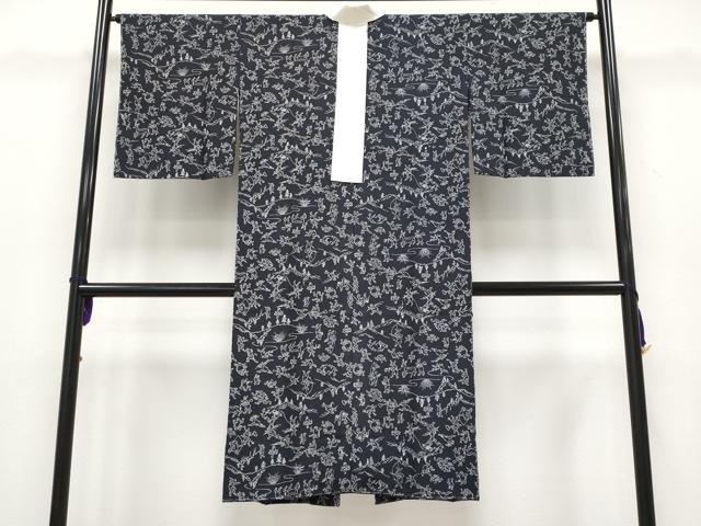 平和屋本店■上質な長襦袢　無双仕立て　粋風情　鳥獣戯画　濃紺地　反端付き　逸品　未使用　CYAA2012s5