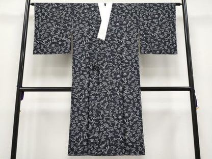 平和屋本店■上質な長襦袢　無双仕立て　粋風情　鳥獣戯画　濃紺地　反端付き　逸品　未使用　CYAA2012s5