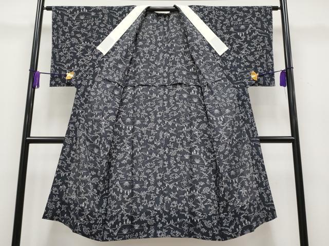 平和屋本店■上質な長襦袢　無双仕立て　粋風情　鳥獣戯画　濃紺地　反端付き　逸品　未使用　CYAA2012s5