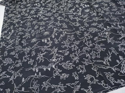 平和屋本店■上質な長襦袢　無双仕立て　粋風情　鳥獣戯画　濃紺地　反端付き　逸品　未使用　CYAA2012s5